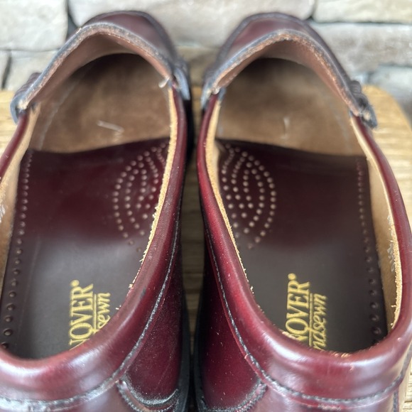 Hanover Handsewn Penny Loafer Mens 11 E Burgundy Leather Upper/Soles Shoes EUC main image 4